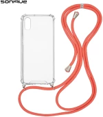 Θήκη Σιλικόνης με Κορδόνι Sonique Armor Clear Apple iPhone XR Κοραλλί - Sonique - Κοραλλί - iPhone XR