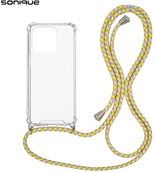 Θήκη Σιλικόνης με Κορδόνι Sonique Armor Clear Xiaomi Redmi 12C Rainbow Κίτρινο - Sonique - Rainbow Κίτρινο - Redmi 12C
