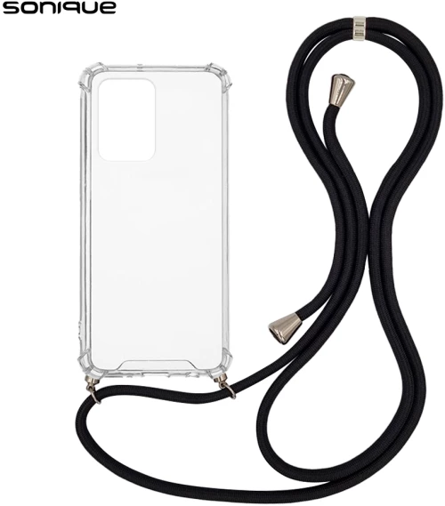 Θήκη Σιλικόνης με Κορδόνι Sonique Armor Clear Xiaomi Redmi Note 12 5G / Poco X5 5G Μαύρο - Sonique - Μαύρο - Poco X5 5G, Redmi Note 12 5G
