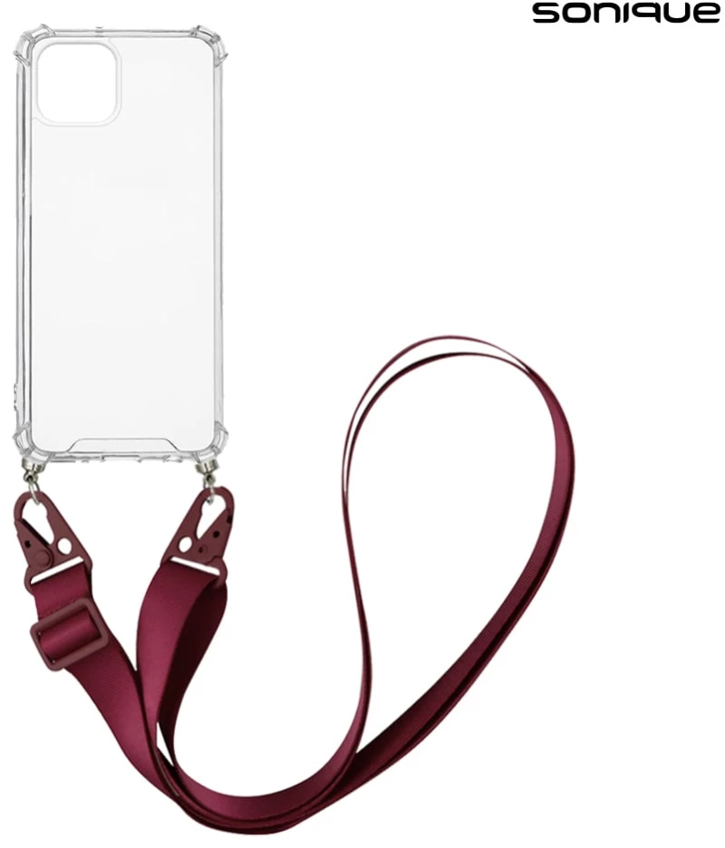 Θήκη Σιλικόνης με Strap Sonique Armor Clear Apple iPhone 13 Mini Μπορντώ - Sonique - Μπορντώ - iPhone 13 Mini