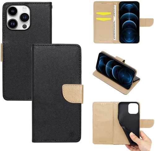 Θήκη Βιβλίο Sonique Trend Book Apple iPhone 14 Pro Μαύρο / Χρυσό - Sonique - Μαύρο / Χρυσό - iPhone 14 Pro