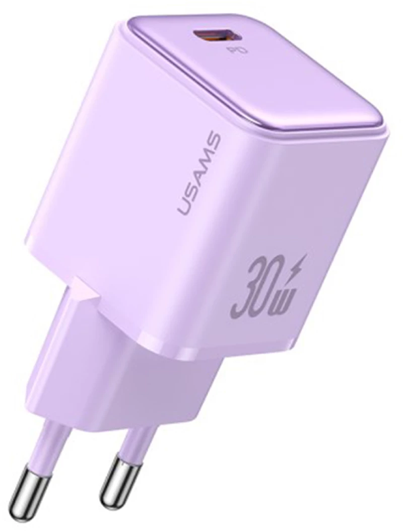 Usams - Wall Charger X-ron Series (US-CC186) - Single Port Fast Charging, USB-C PD30W, 3A - Purple