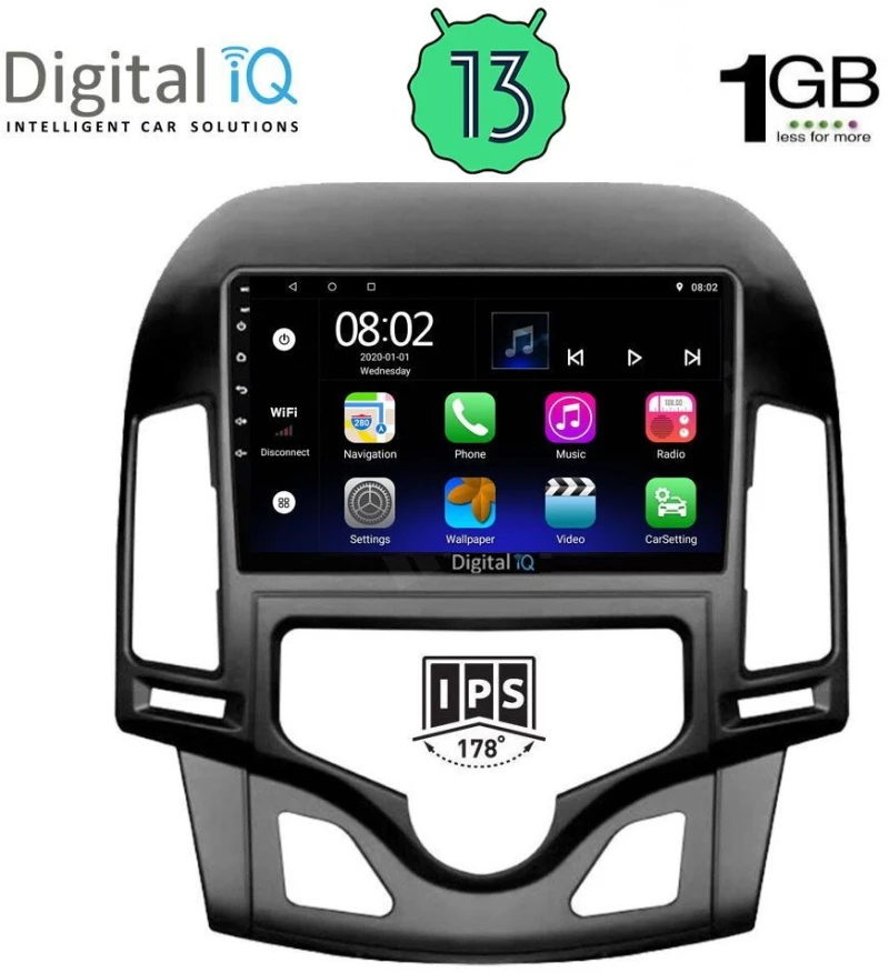 DIGITAL IQ RSA 1231_GPS CLIMA (9inc) MULTIMEDIA TABLET OEM HYUNDAI i30 mod. 2007-2012
