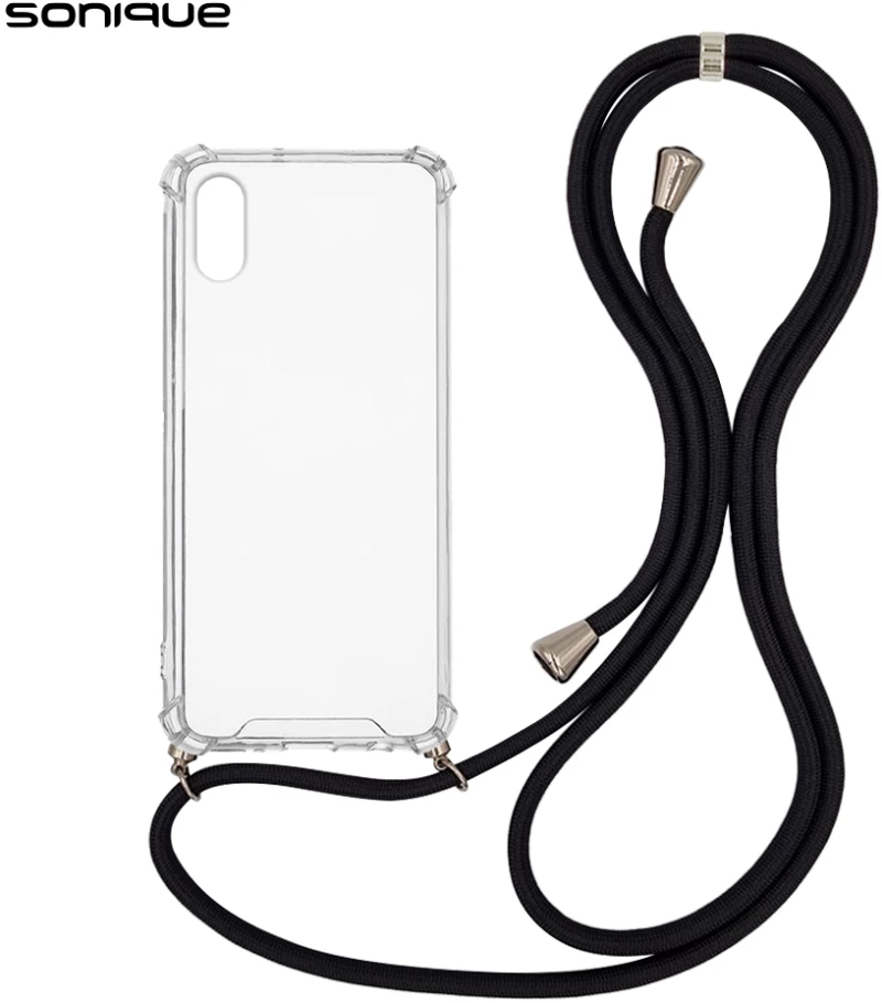 Θήκη Σιλικόνης με Κορδόνι Sonique Armor Clear Apple iPhone XR Μαύρο - Sonique - Μαύρο - iPhone XR