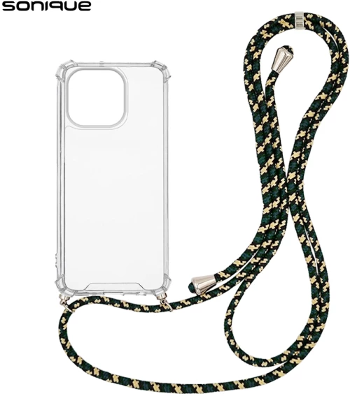 Θήκη Σιλικόνης με Κορδόνι Sonique Armor Clear Apple iPhone 14 Pro Rainbow Πράσινο - Sonique - Rainbow Πράσινο - iPhone 14 Pro