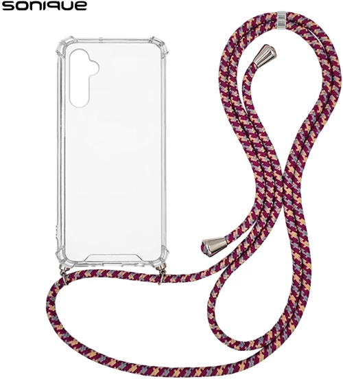 Θήκη Σιλικόνης με Κορδόνι Sonique Armor Clear Samsung Galaxy A14 4G / Galaxy A14 5G Rainbow Μπορντό - Sonique - Rainbow Μπορντό - Galaxy A14 4G, Galaxy A14 5G