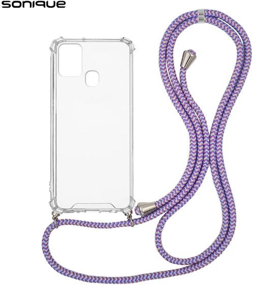 Θήκη Σιλικόνης με Κορδόνι Sonique Armor Clear Samsung Galaxy A21s Rainbow Λιλά - Sonique - Rainbow Λιλά - Galaxy A21s