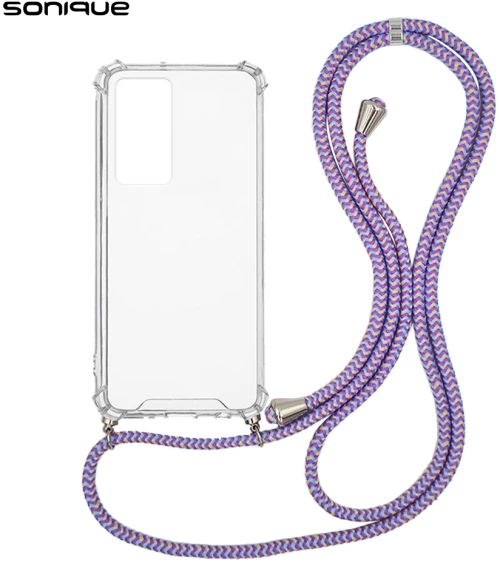 Θήκη Σιλικόνης με Κορδόνι Sonique Armor Clear Xiaomi Xiaomi 12T  / Xiaomi 12T Pro Rainbow Λιλά - Sonique - Rainbow Λιλά - Xiaomi 12T, Xiaomi 12T Pro