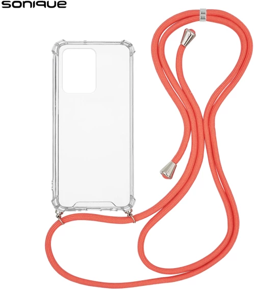 Θήκη Σιλικόνης με Κορδόνι Sonique Armor Clear Xiaomi Redmi Note 12 Pro 5G / Poco X5 Pro 5G Κοραλλί - Sonique - Κοραλλί - Poco X5 Pro 5G, Redmi Note 12 Pro 5G