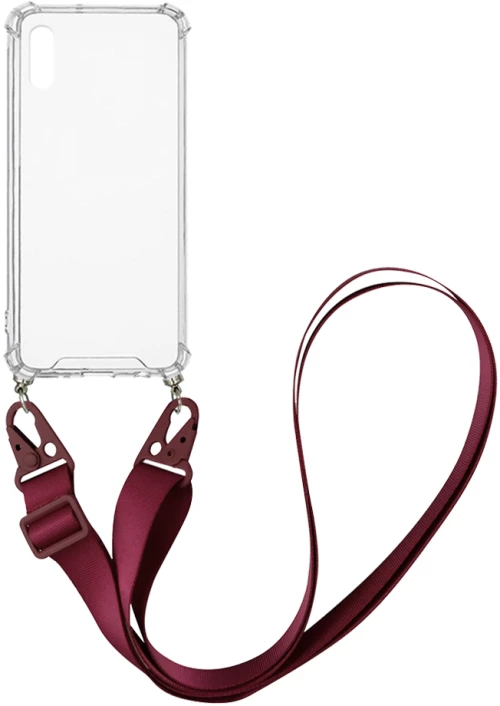 Θήκη Σιλικόνης με Strap Sonique Armor Clear Xiaomi Redmi 9A / Redmi 9AT Μπορντώ - Sonique - Μπορντώ - Redmi 9A, Redmi 9AT