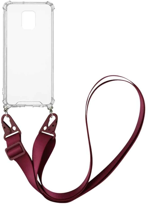 Θήκη Σιλικόνης με Strap Sonique Armor Clear Xiaomi Redmi Note 9S/9 Pro Μπορντώ - Sonique - Μπορντώ - Redmi Note 9S/9 Pro