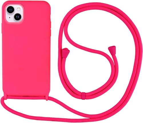 Θήκη Σιλικόνης με Κορδόνι CarryHang Apple iPhone 14 Φουξ - My Colors - Φουξ - iPhone 14