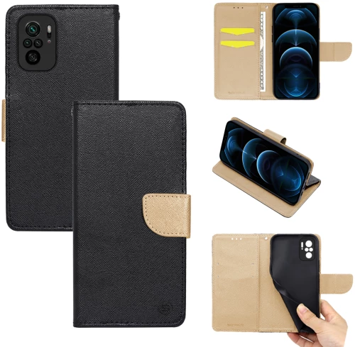 Θήκη Βιβλίο Sonique Trend Book Xiaomi Redmi Note 10 / Redmi Note 10s / Poco M5s Μαύρο / Χρυσό - Sonique - Μαύρο / Χρυσό - Poco M5s, Redmi Note 10, Redmi Note 10s