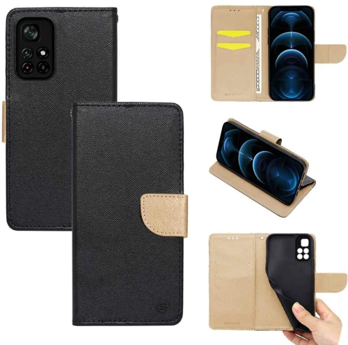 Θήκη Βιβλίο Sonique Trend Book Xiaomi Poco M4 Pro 5G / Redmi Note 11s 5g Μαύρο / Χρυσό - Sonique - Μαύρο / Χρυσό - POCO M4 Pro 5G, Redmi Note 11s 5g