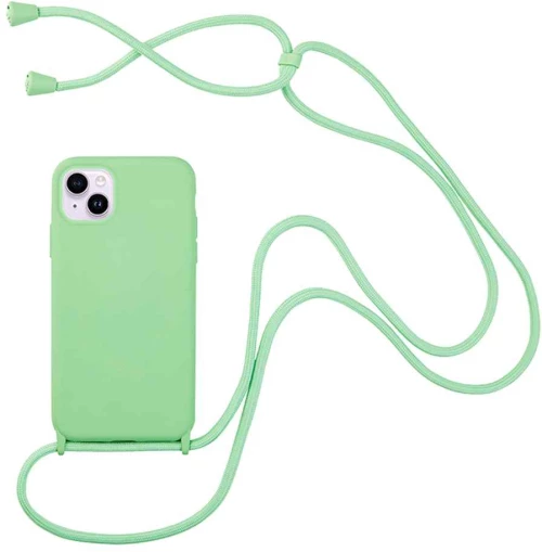 Θήκη Σιλικόνης με Κορδόνι CarryHang Apple iPhone 14 Plus Πράσινο Ανοιχτό - My Colors - Πράσινο Ανοιχτό - iPhone 14 Plus