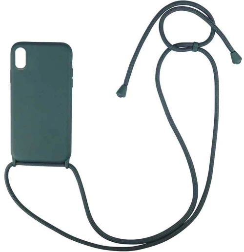 Θήκη Σιλικόνης με Κορδόνι CarryHang Apple iPhone XS MAX Πράσινο Σκούρο - My Colors - Πράσινο Σκούρο - iPhone XS MAX