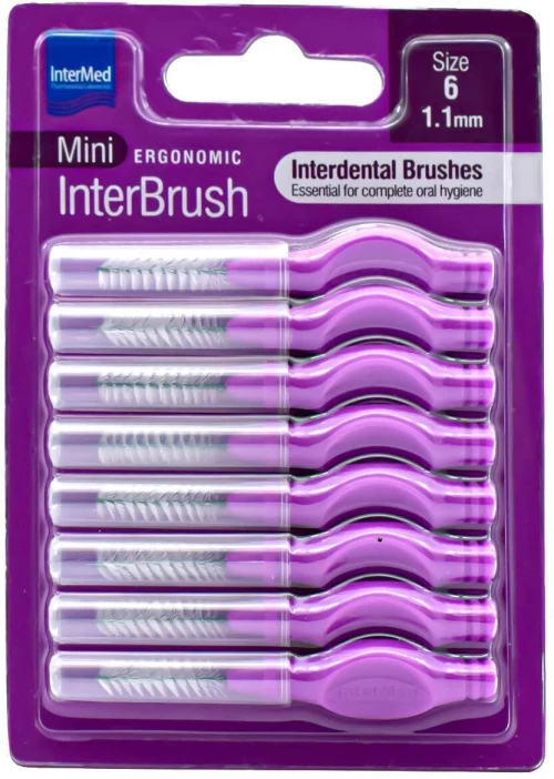 INTERMED mini ergonomic μεσοδόντια βουρτσάκια 1,1mm μώβ 8τμχ