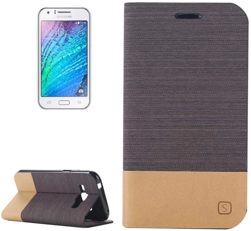 Horizontal Flip Canvas Leather Case with Card Slot & Holder for Galaxy J1 (Coffee) (OEM)