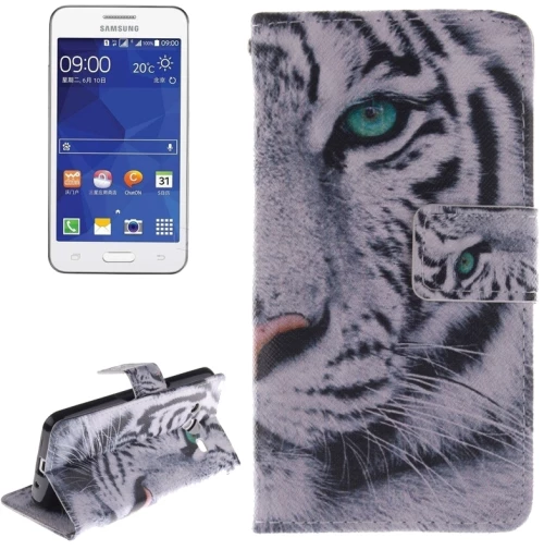 Tiger Pattern Horizontal Flip Leather Case with Holder & Card Slots & Wallet for Galaxy Core II / G355H (OEM)