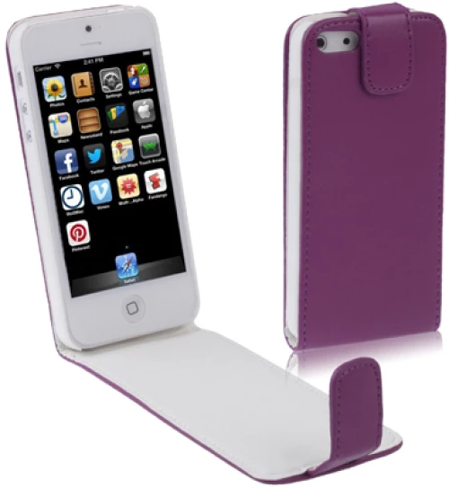 Vertical Flip Soft Leather Case for iPhone 5 & 5s & SE & SE(Purple) (OEM)