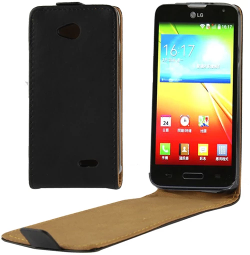 Vertical Flip Leather Magnetic Buckle Case for LG L70 / Dual D325 (Black) (OEM)