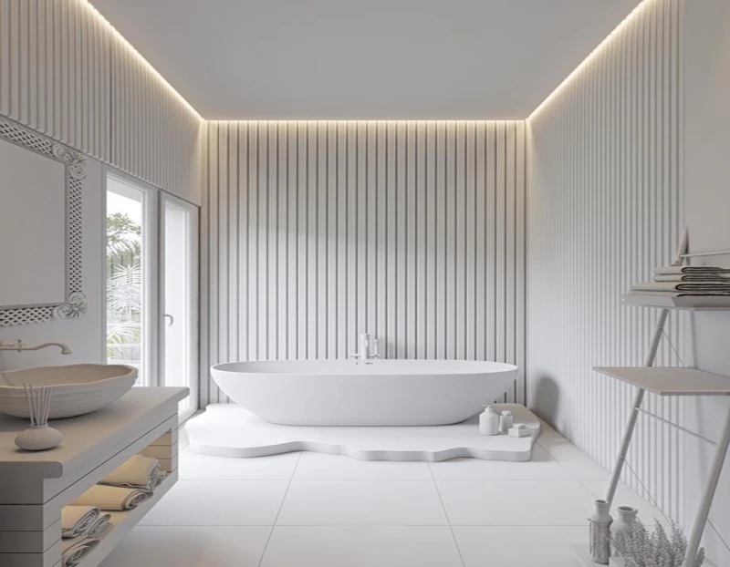 PS Panel τοίχου με 3D πηχάκια Residence 21/122 01 White New Plan