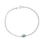 Βραχιόλι Senza Silver 925, οβάλ με πράσινο ζιργκόν SSR2794-6SR