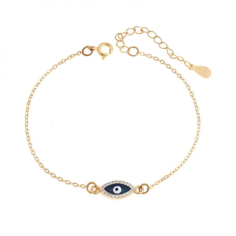 Βραχιόλι Senza Silver 925, επιχρυσωμένο ματάκι σμάλτο SSR2819GDBE