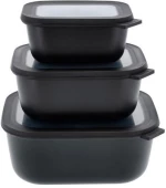 Mepal - Cirqula High Rect Bowl Set - Black (14605) / Home and Kitchen