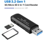 POWERTECH card reader PT-1112 για SD & micro SD, USB 3.2, 5Gbps, μαύρο
