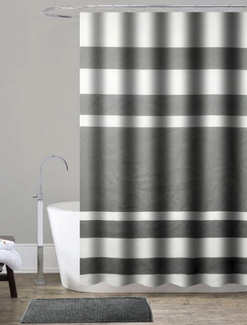 Frans Interior Design K30-20 Κουρτίνα Μπάνιου Υφασμάτινη 180x200 εκ., Λευκή Γκρι