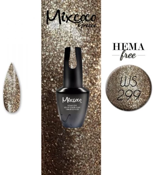 299 Ημιμόνιμο Βερνίκι Mixcoco 15ml (Gold)