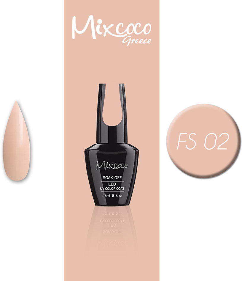 Mixcoco FS-02 Ημιμόνιμο Βερνίκι (Ροζ Μπεζ) 15ml