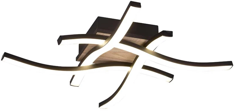 Φωτιστικό Οροφής RL Lighting Route R62474135 Μαύρο Ματ και Ξύλο MDF