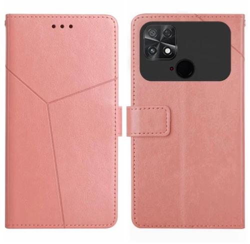 For Xiaomi Poco C40 HT01 Y-shaped Pattern Flip Leather Phone Case(Pink) (OEM)