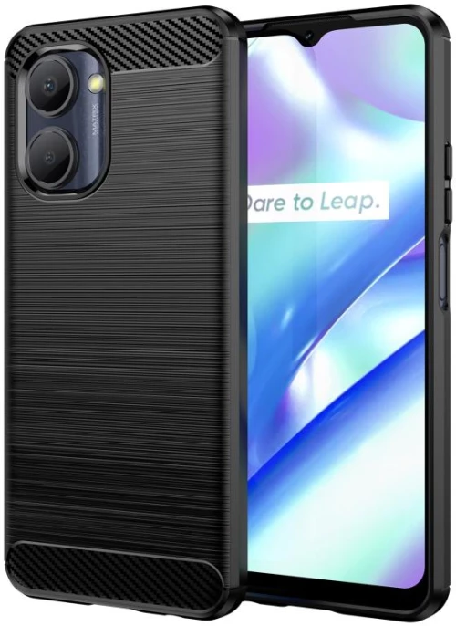 For Realme C33 Brushed Texture Carbon Fiber TPU Phone Case(Black) (OEM)
