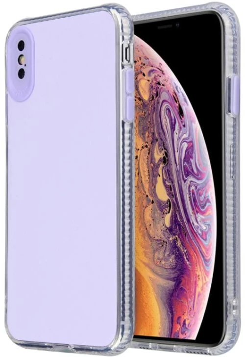 For iPhone XS Max Fine Hole Series TPU + Acrylic Anti-fall Mirror Phone Protective Case(Light Purple) (OEM)