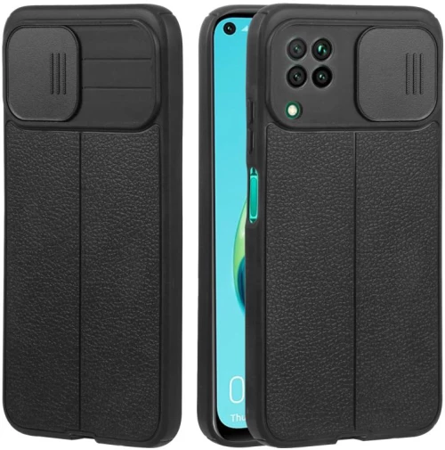For Huawei P40 Lite / nova 7i Litchi Texture Sliding Camshield TPU Phone Case(Black) (OEM)