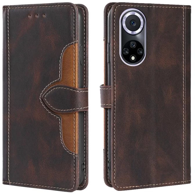 For Huawei nova 9 Skin Feel Straw Hat Magnetic Buckle Leather Phone Case(Brown) (OEM)