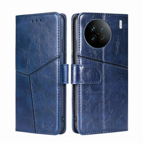 For vivo X90 Geometric Stitching Horizontal Flip Leather Phone Case(Blue) (OEM)