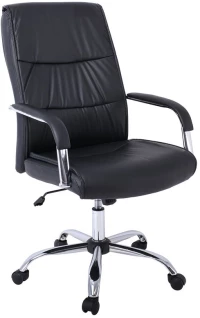 WOODWELL BF5100 Πολυθρόνα Διευθυντή Βάση Μέταλλο Χρώμιο - PU Μαύρο 60x70x104/114cm 60x70x104/114cm ΕΟ220,1