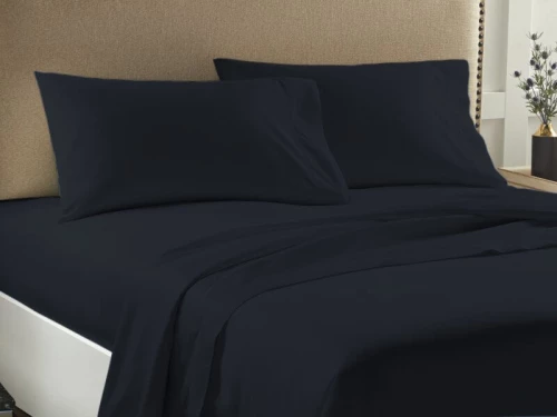 Σετ Σεντόνια Διπλά Μονόχρωμα Economy Γαρύφαλλο 225x245 - Μαύρο, Χωρίς Λάστιχο