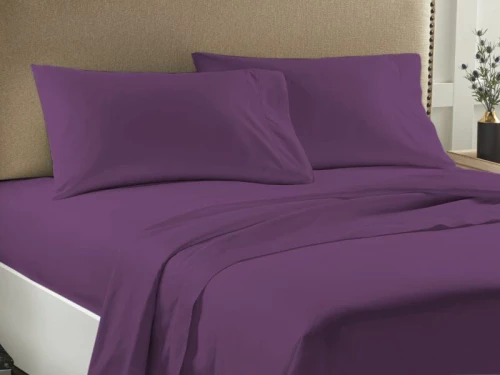 Σετ Σεντόνια Διπλά Μονόχρωμα Economy Γαρύφαλλο 200x245 - Μωβ , Με Λάστιχο 160x200+23