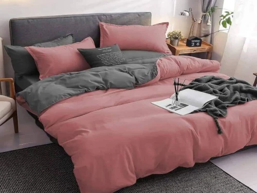 Σετ Σεντόνια Γίγας - King Size 100% Βαμβακοσατέν Δίχρωμα  Γαρύφαλλο 240x270 - αμέθυστος/γκρί