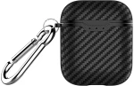 Προστατευτική Θήκη  Σιλικόνης για Apple AirPods 1/2 Carbon Fiber Texture - Black OEM