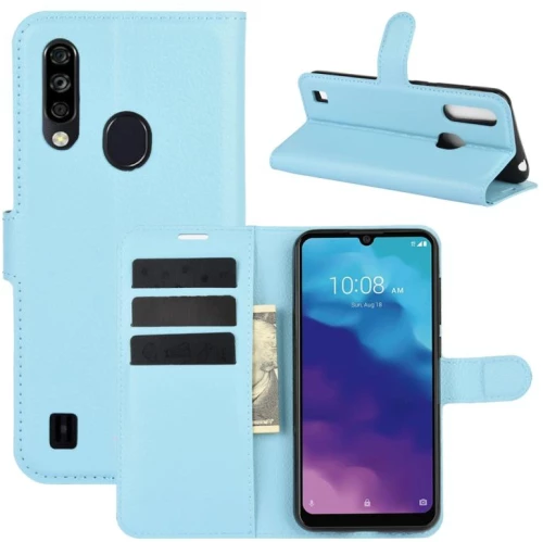 Για ZTE Blade A7 2020 Έκδοση δακτυλικών αποτυπωμάτων υφής Litchi Οριζόντια προστατευτική θήκη με Holder & υποδοχές για κάρτες & πορτοφόλι (Μπλε) (OEM)