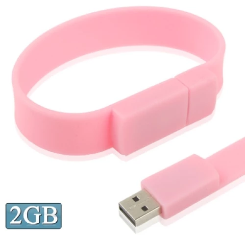2GB Silicon Bracelets USB 2.0 Flash Disk(Pink) (OEM)