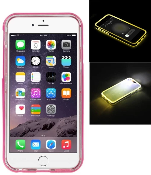 ENKAY TPU + Plastic Frame Combination Case with Call LED Lighting Flashing for iPhone 6 Plus(Magenta) (ENKAY) (OEM)