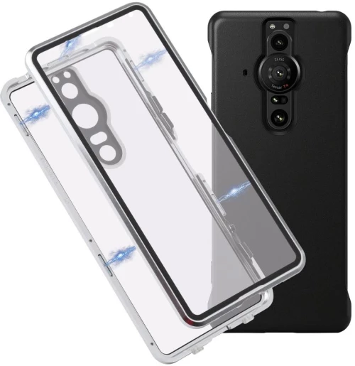 For Sony Xperia Pro-I HD Magnetic Metal Tempered Glass Phone Case(Silver) (OEM)