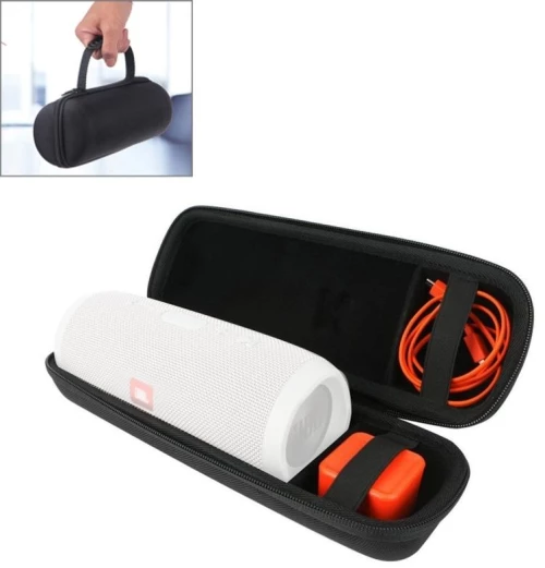 Hard PU Leather Portable Zipper Bluetooth Speaker Protective Case Shoulder Bag for JBL Charge 3 Bluetooth Speaker(Black) (OEM)